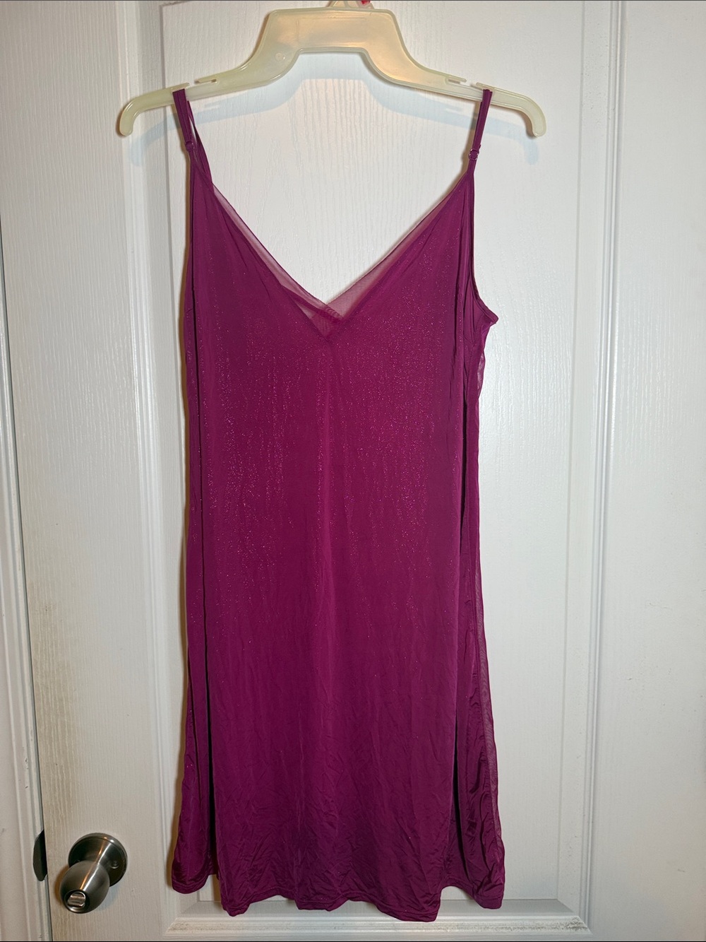 Victoria's Secret Magenta Satin-Effect Slip with Adjustable Straps